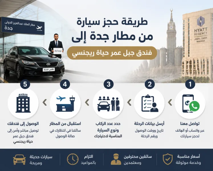 طريقة حجز سيارة من مطار جدة إلى فندق جبل عمر حياة ريجنسي 