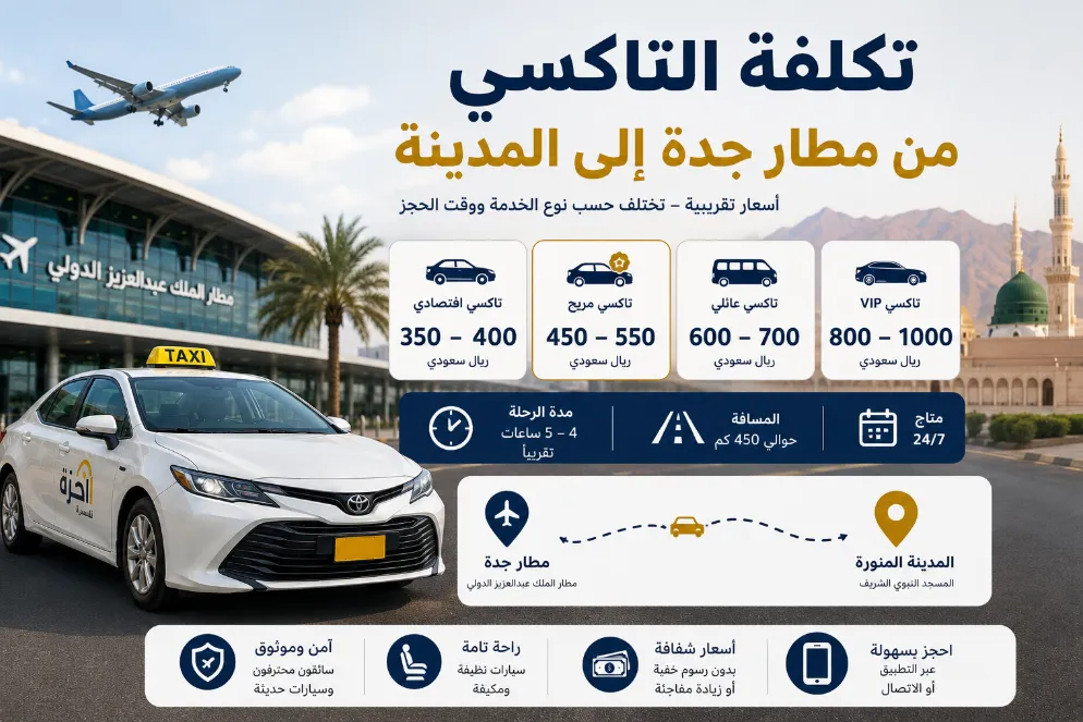 تكلفة التاكسي من مطار جدة إلى المدينة
