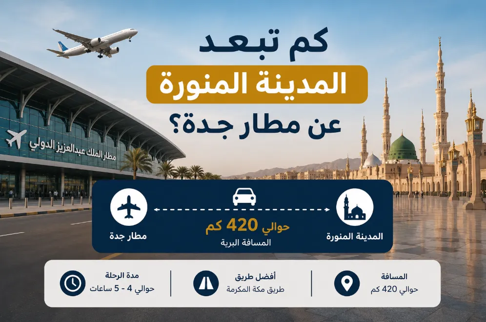 كم تبعد المدينة المنورة عن مطار جدة؟