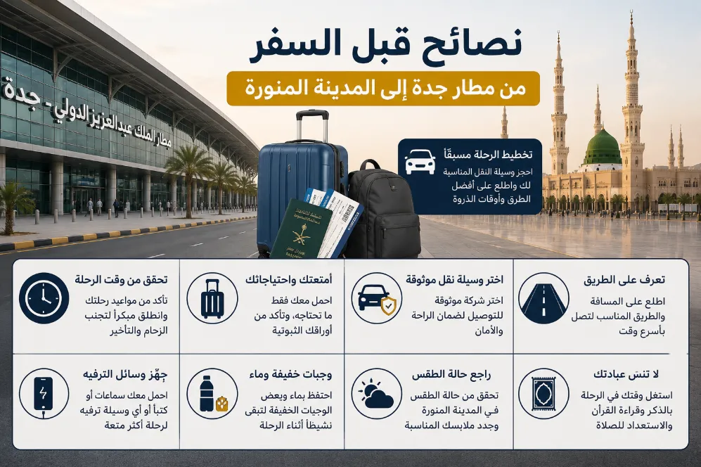 نصائح قبل السفر من مطار جدة إلى المدينة المنورة